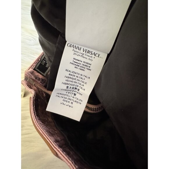 Versace x Dua Lipa New Rock Millennium Laminated Leather Mini Dress Pink 44 - Picture 9 of 14